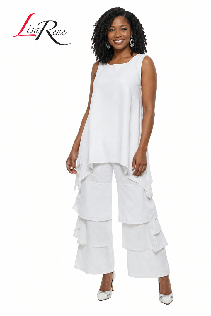 Lisa Rene' , 2Pc. Tunic & Pant Set, Linen/Viscose Fabric. Style 3390