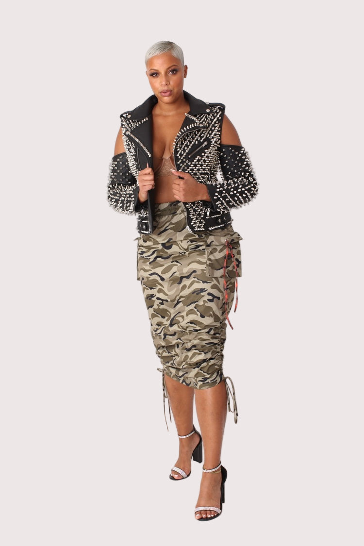 Woven Print Midi Skirt - 81927