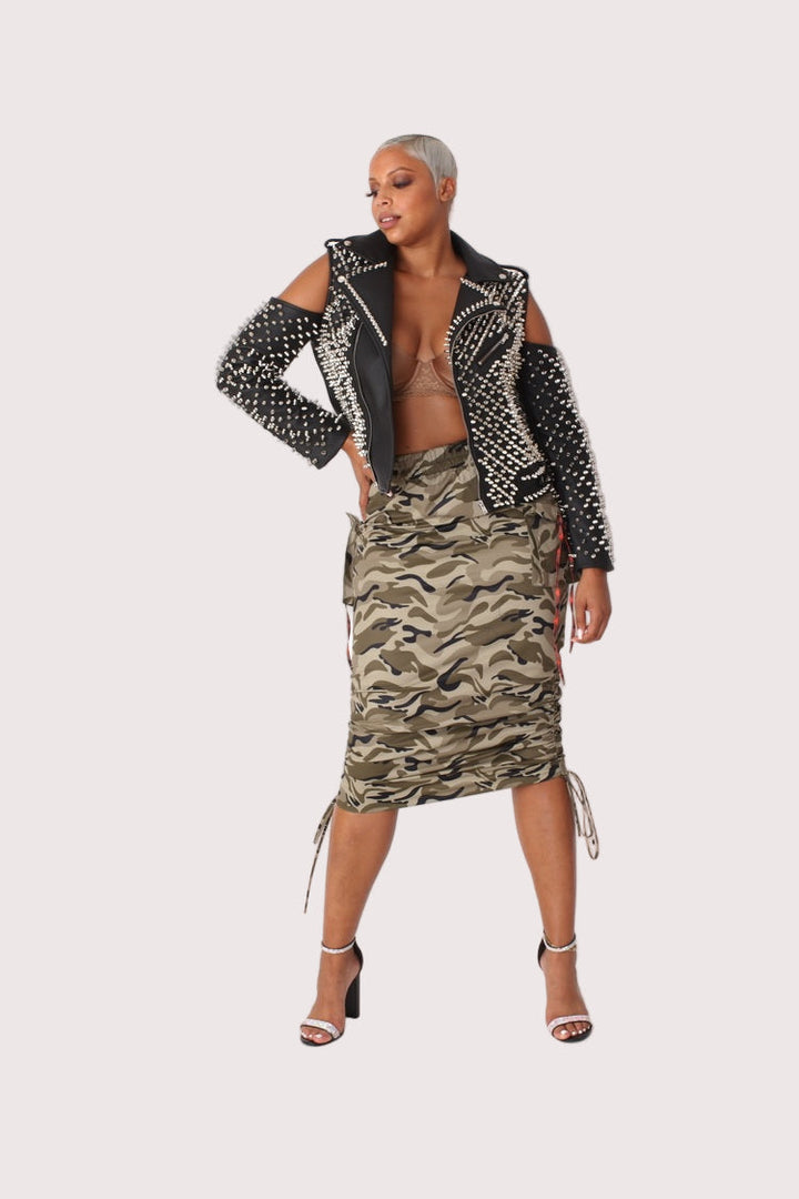 Woven Print Midi Skirt - 81927