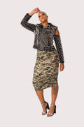 Woven Print Midi Skirt - 81927