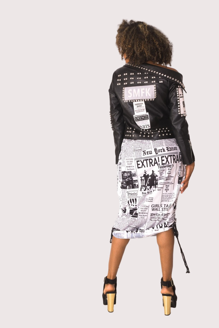 Woven Print Midi Skirt - 81927
