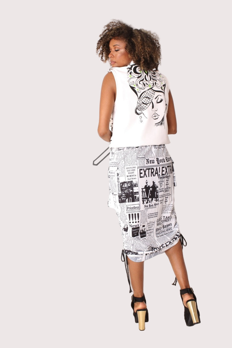 Woven Print Midi Skirt - 81927