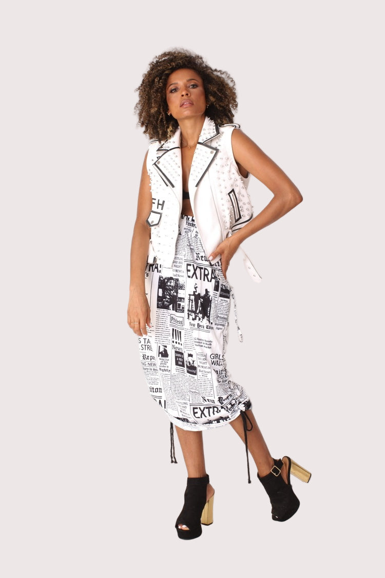 Woven Print Midi Skirt - 81927