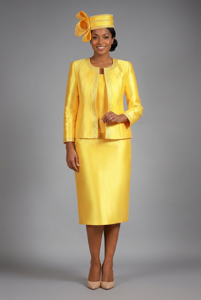 3pc Silky Twill Skt Suit w/ Meteoric Stones
